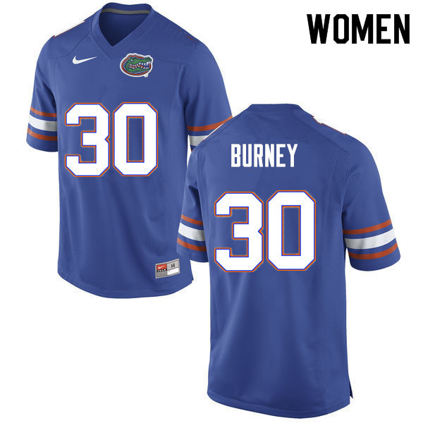 Women #30 Amari Burney Florida Gators College Football Jerseys Sale-Blue